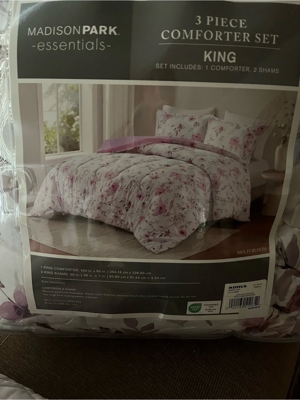 Madison Park King Comforter Set - Pink and Cream Floral